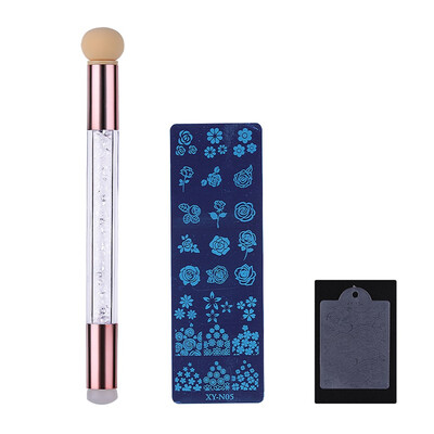 

Toponeto Nail Printing Plate Seal Scraper Sponge Silica Gel Inkling Pen Set Tool