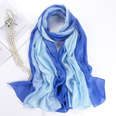 

New Dutch linen long sunscreen beach towel shawl cotton&linen gradient scarf pearl light gift silk scarf female