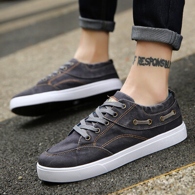 

Mens Shoes New Fashion Shoes in Autumn Korean Version Baitao Sports Canvas Board Shoes StudentsLeisure Mens Cloth Shoes