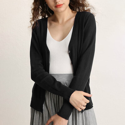 

Ladies Button V Neck Long Sleeve Cardigan Jacket Women Soft Knit Work Blouse Top