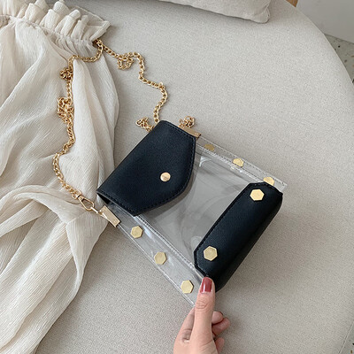 

Summer transparent jelly small bag female 2019 new Korean version of the wild single shoulder Messenger bag fashion chain small square bag