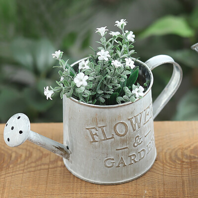 

Gobestart Vintage Metal Iron Barrel Retro Flower Pot Bucket Home Decoration Watering Can