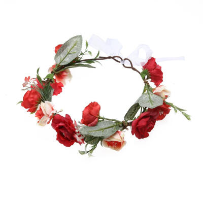 

Adjustable Rose Flower Headband Garland Elastic Hairband Photography Props