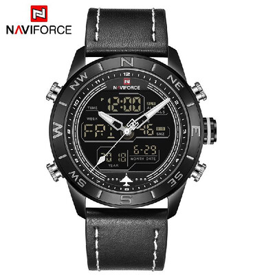

NAVIFORCE NF9144 Men Sport Watch Fashion Digital Army Military Leather Quartz Wristwatch Relogio Masculino with Gift Box