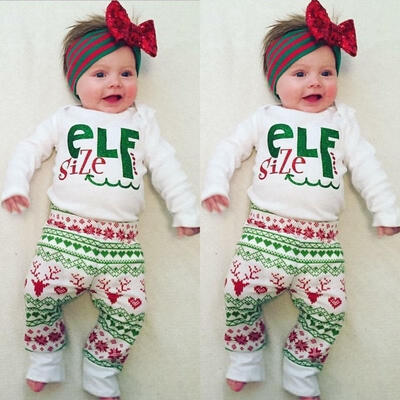 

Xmas Set Newborn Baby Girl Boy Tops Romper Long Pants Hat Outfits Clothes 0-24M