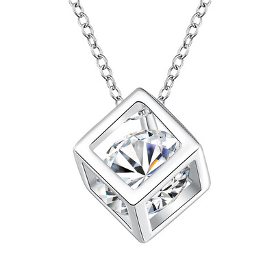 

Cube Zircon Dice charms necklace earrings for Men Women girls boys silver color gift new jewelry