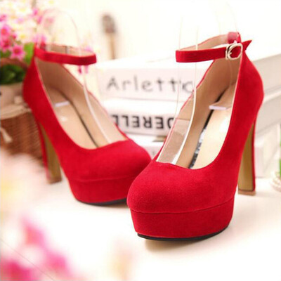 

Rose Fashion Womens Shoes Ankle Strap High Heels Shoes Wedding Platform Pumps Shoes
