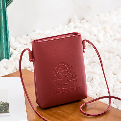

Tailored Candy Color One Shoulder Small Backpack Messenger Phone Bag Embossing Purse BG