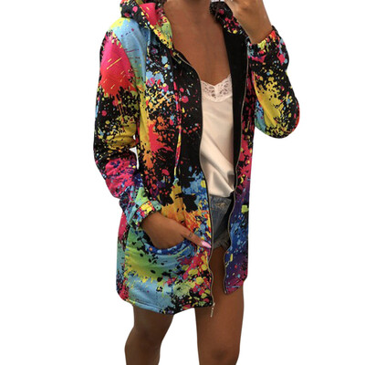 

Toponeto Fashion Womens Tie dyeing Print Coat Outwear Sweatshirt Hooded Jacket Overcoat
