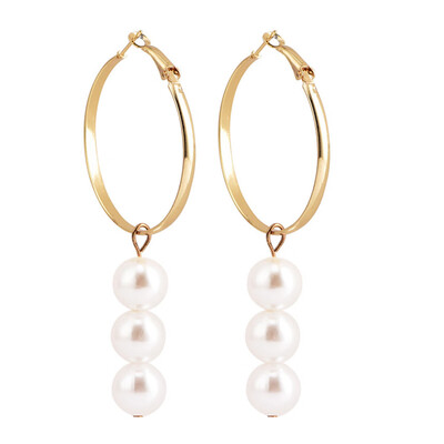 

Womens Gold Circle Round Long Dangle Pearl Earrings Boho Jewellery Gift