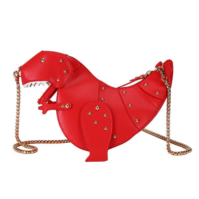 

Fashion Faux Leather Solid Color Dinosaur Rivet Woman Crossbody Shoulder Bag