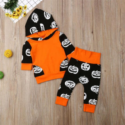 

US Stock Kids Toddler Baby Boy Girls Hooded Tops Long Pants Outfit Clothes 0-24M