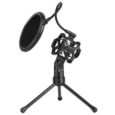 

Foldable Microphone Shockproof Shock Mount Filter Bracket Stand Mic Tripod