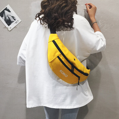 

Chest bag female diagonal 2019 new Korean casual wild canvas small bag fashion Harajuku sports mobile phone pocket
