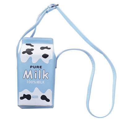 

Creative Milk Box Mini Shoulder Bag Kids Girls Cute Phone Cash Holder Pouch