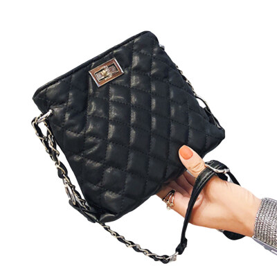 

Women Fashion Faux Leather Rhombic Pattern Chain Strap Crossbody Shoulder Bag