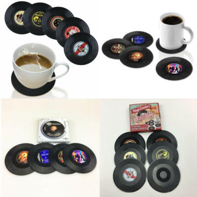 

USA Retro Silicone Glass Skid Mat Vinyl Cd Album Drinks Coasters Cup Holder