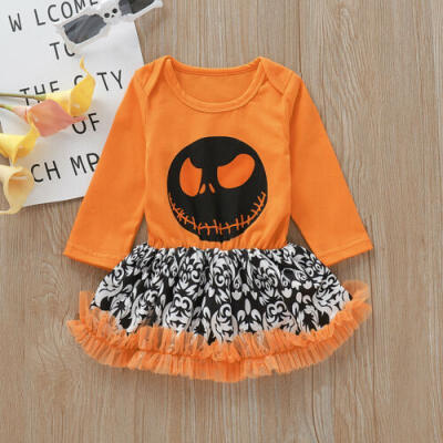 

Newborn Baby Girl Cotton Cloths Romper Tutu Skirt Halloween Costume Outfits