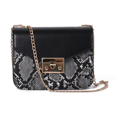 

Snake Print Shoulder Messenger Packs PU Leather Women Chain Crossbody Bags