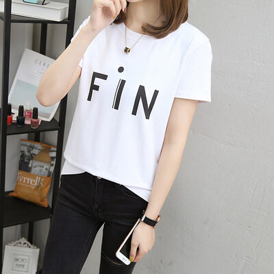 

Spring&summer white t-shirt female short-sleeved students loose tide half sleeve bottoming shirt clothes