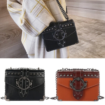 

Womens Fashion Bag New Wave The Wild Messenger Shoulder Strap Shoulder Bag PU Leather Stone Studded Small Square Bag