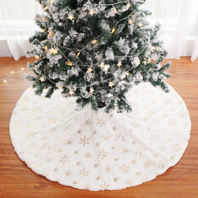 

〖Follure〗Plush Beads White Embroidered Christmas Tree Skirt Christmas Tree Decorations