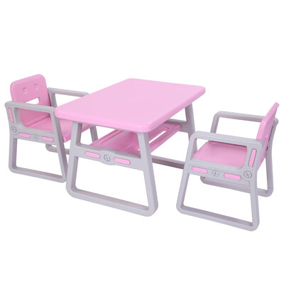 

Ktaxon 3-Piece Kids Play Table with 2 Chair Set Pink