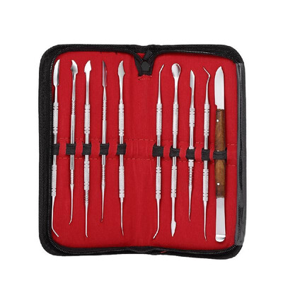 

10PCS Wax Carving Tool Set Stainless Steel Dental Tools Versatile Kit Dental Lab Equipment With PU Holder Case