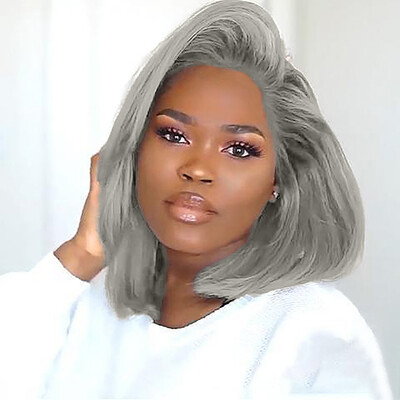 

Gobestart Europe&the United States Wigs Female Gray Fashion Short Hair African Hair