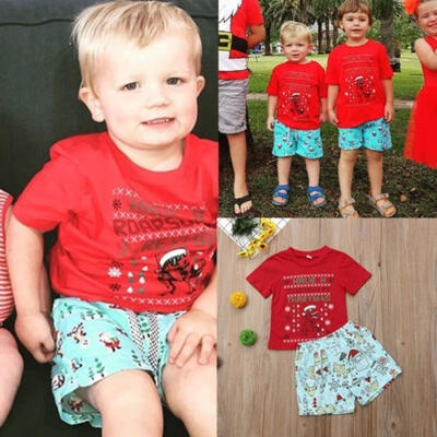 

2Pcs Toddler Kids Baby Boy Christmas Dinosaur Tops Shorts Outfits Clothes 6M-5Y