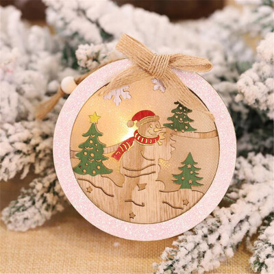 

Siaonvr LED Light Wooden Cute Christmas Tree Hanging Ornaments Holiday Decoration