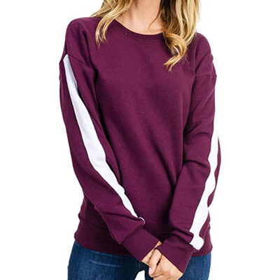 

2019 Fashion Autumn&winter Women Stripe Loose O-neck Sport Sweatshirt