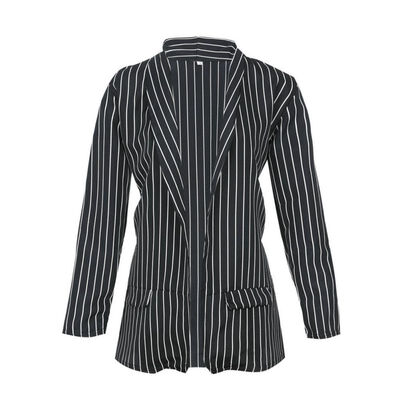 

2018 Womens New Casual Black&White Striped Coats Top Lapel Cardigan Long Sleeve Loose Jackets Fashion Casual Blazers