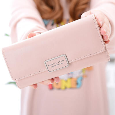 

Fashion Fresh Style PU Leather Multi-card-holder Triple-Folding Women Long Section Wallet Purse