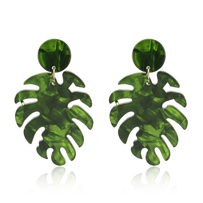 

Hot Bohemian tree leaves long pendant Acrylic earrings Multi-color Statement Women drop earring fashion luxury Acetate Jewelry