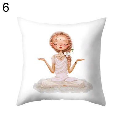 

Meditation Girl Square Throw Pillow Protector Case Cushion Cover Bedding Article