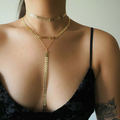 

Europe&the United States foreign trade cross-border new aircraft chain necklace handmade multi-layer ladies necklace necklace
