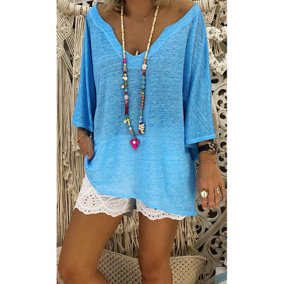 

Starmoon Women V Neck Caftan Boho Beach Cover Plus Size Ladies Vintage Hippie Baggy Dress