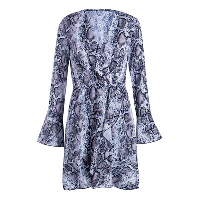 

Women Long Sleeve Leopard Print Mini Dress Autumn Party Club Wear T-Shirt Dress
