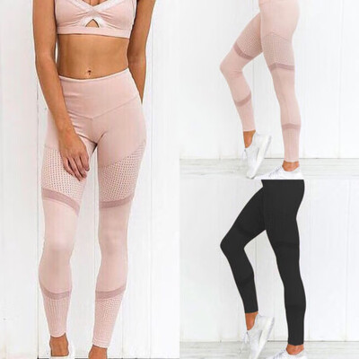 

Ladies Mesh Yoga Pants High Waist Elastic Fitness Slimming Women Sport Leggings