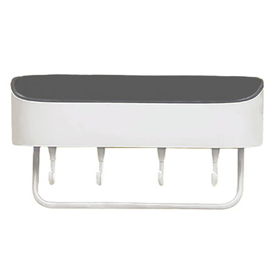 

Multifunction Wall Mounted Free Punch Storage Shelves Wall Shelf With 4 Hooks For Bathroom Kitchen