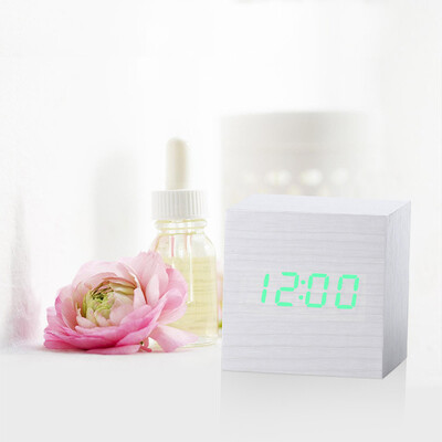 

Gobestart New Modern Wooden Wood Digital LED Desk Alarm Clock Thermometer Timer Calendar