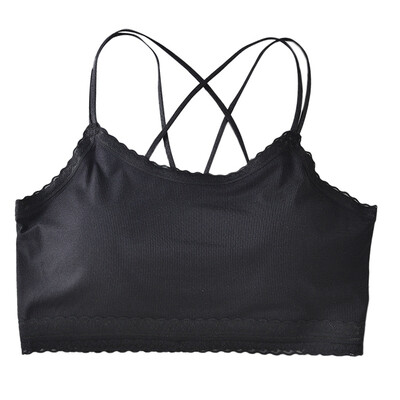 

Sexy Camisole Thread Bra One-Piece Underwear Lace Stitching Solid Color Sports Tube Top