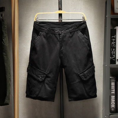 

Gobestart Mens Pocket Short Pants Casual Solid Color Straight Slim Fit Trousers Jeans