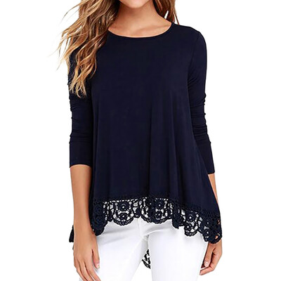 

Nomeni Women Lace Long Sleeve White Shirt Casual Blouse Loose Cotton Blouse AGL