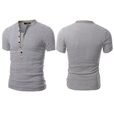 

Mens Slim Fit V Neck Short Sleeve Muscle Tee T-shirt Casual Tops Henley Shirts