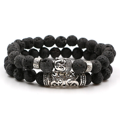 

8 mm Volcanic Stone Beads Bracelet 2 Piece Set Yoga Beads Bracelet Unisex Pair Bracelet Jewellery Hot Gift