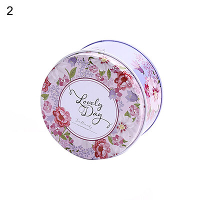 

Flower Flamingo Print Tinplate Wedding Candy Storage Box Round Trinket Organizer