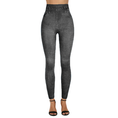 

Tailored Ladiesprinted Jeans Bottoms Hip Lift Overshoot And Slim Nine-minute Pants