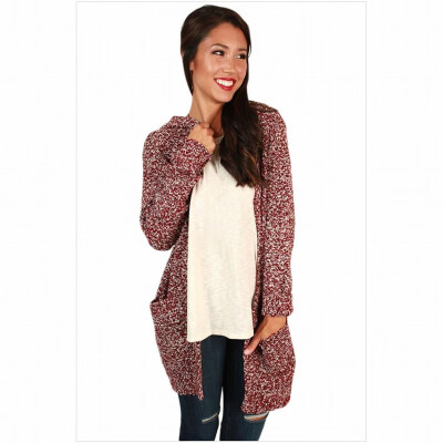 

Casual Cardigan Long Sleeve Pocket with Hat Warm Knit Sweater Jacket